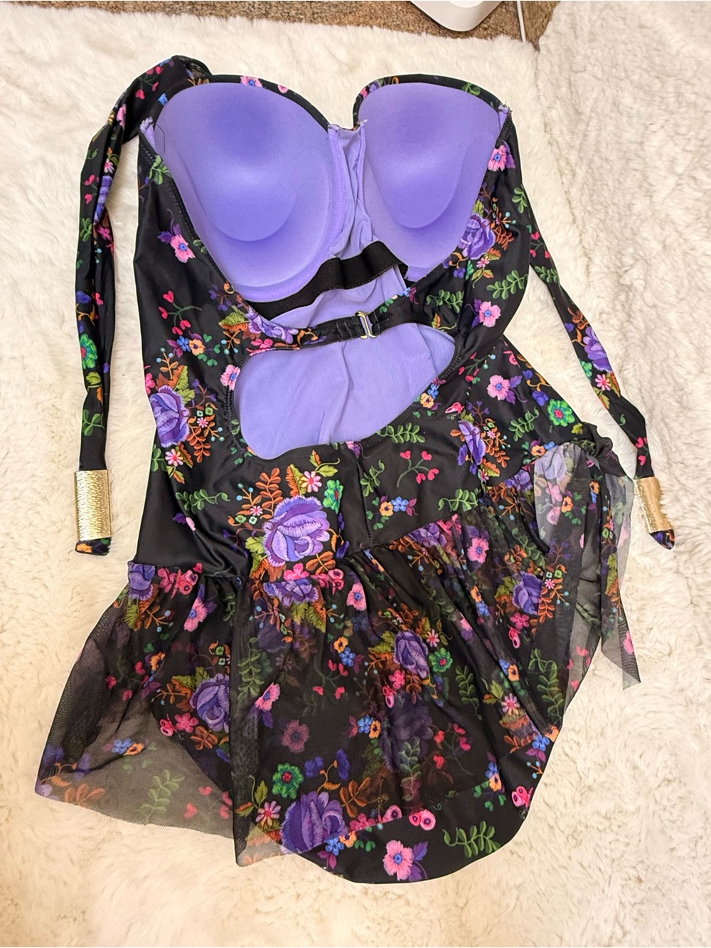NWOT Gorgeous Marilyn Monroe Women's Ruffled Floral One Piece Swimswear sz 2XL - Picture 6 of 15